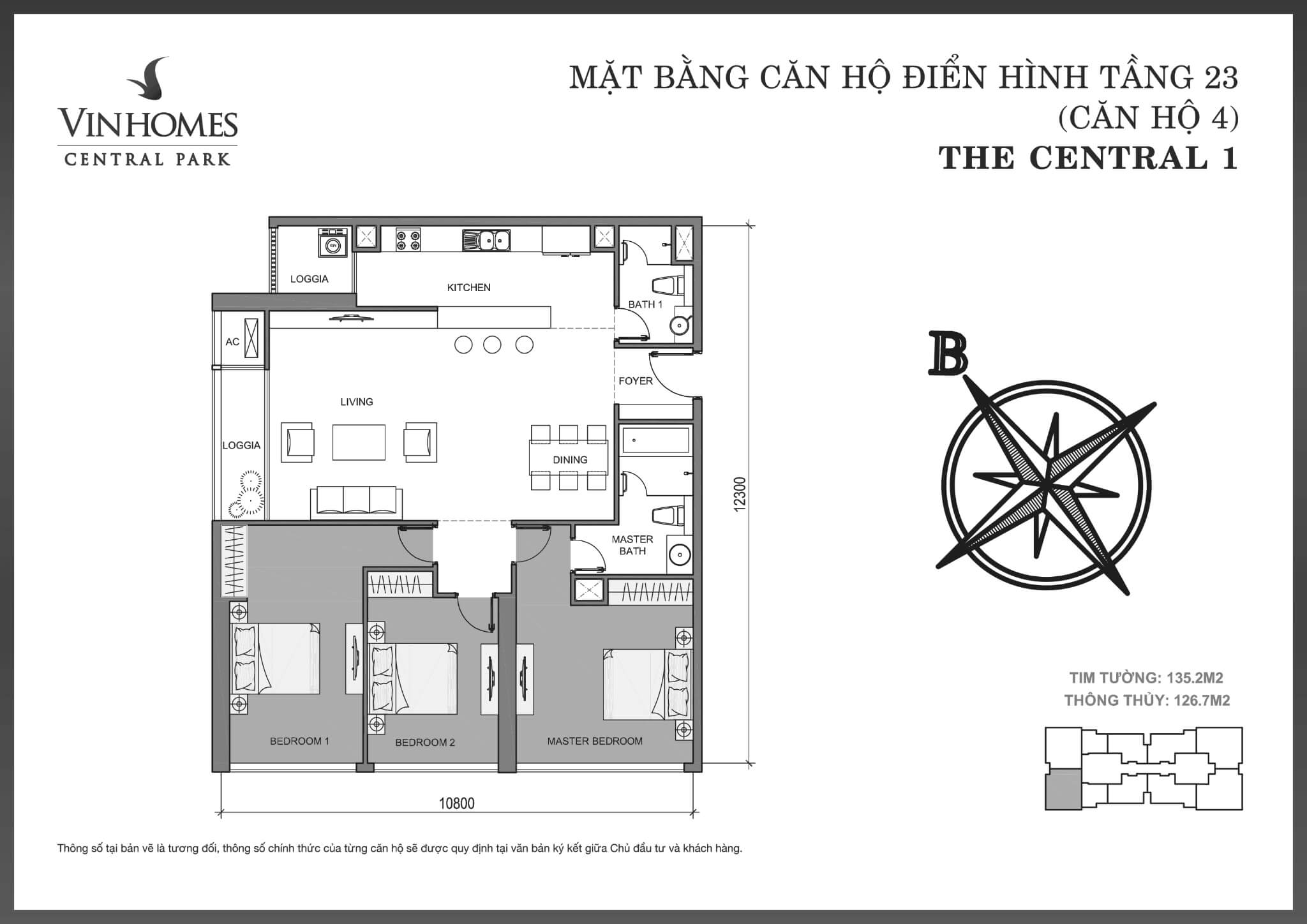 Layout C1-04 tầng 23| Central 1 - Vinhomes Central Park