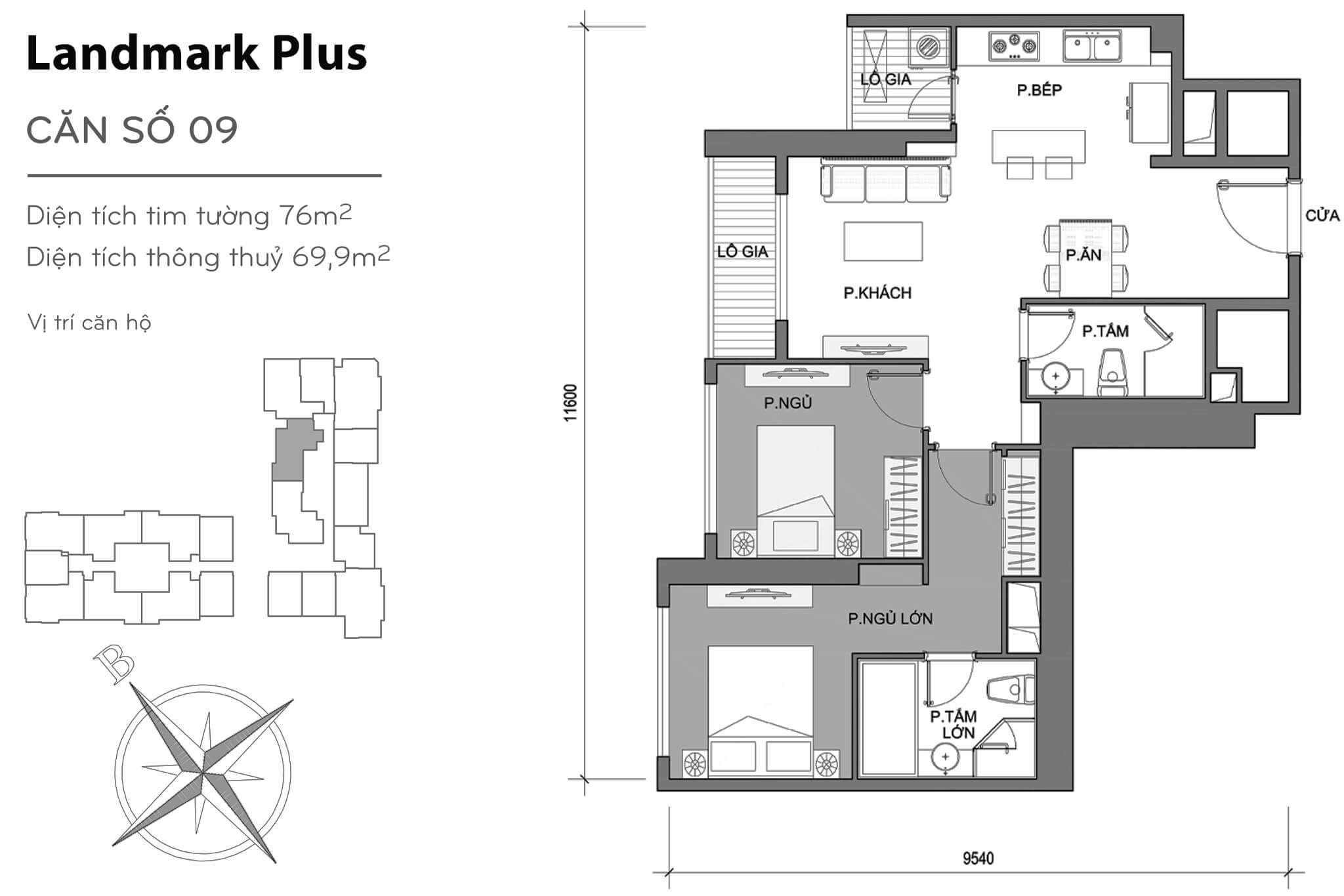 Layout LP-09 | Tòa Landmark Plus - Vinhomes Central Park