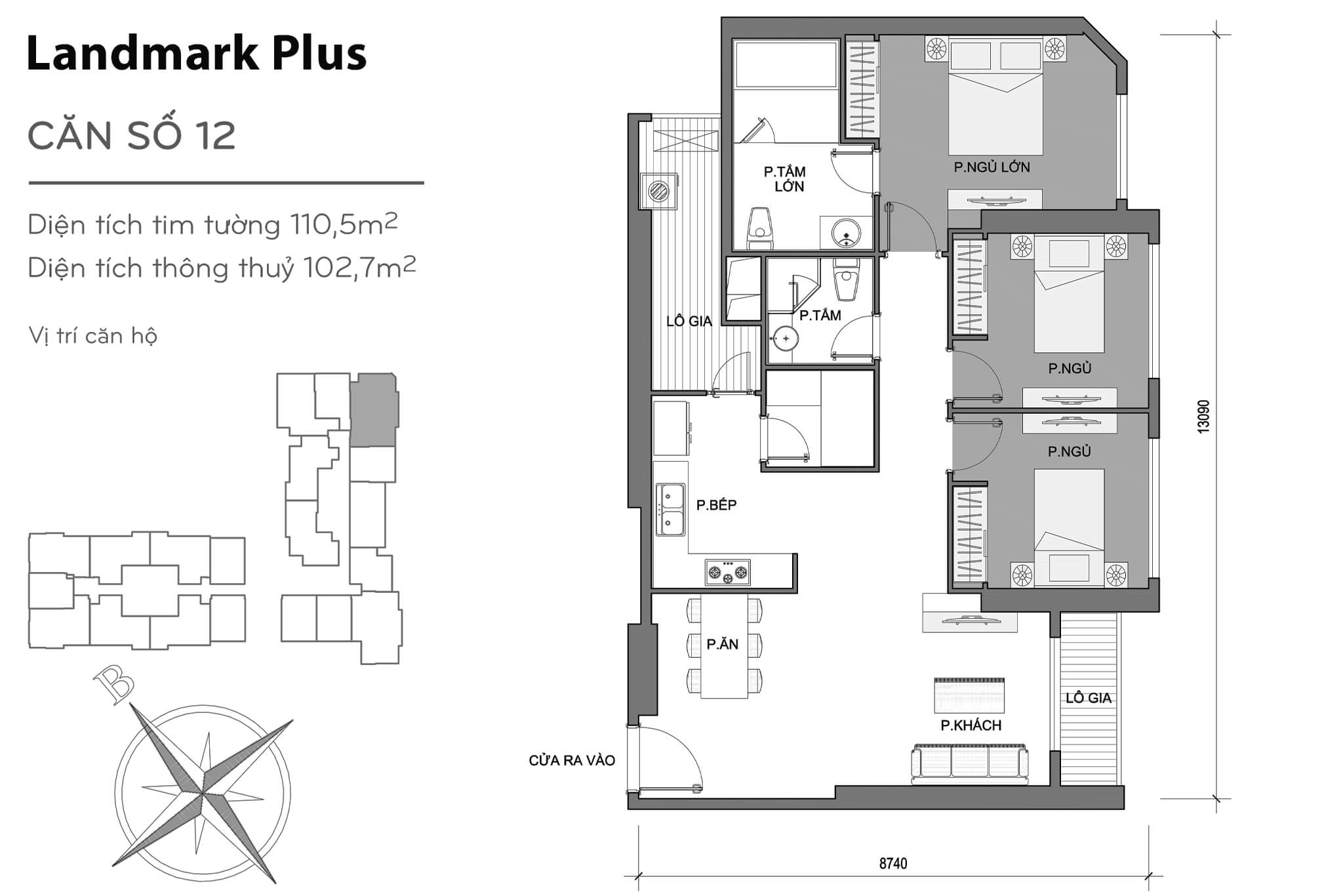 Layout LP-12 | Tòa Landmark Plus - Vinhomes Central Park