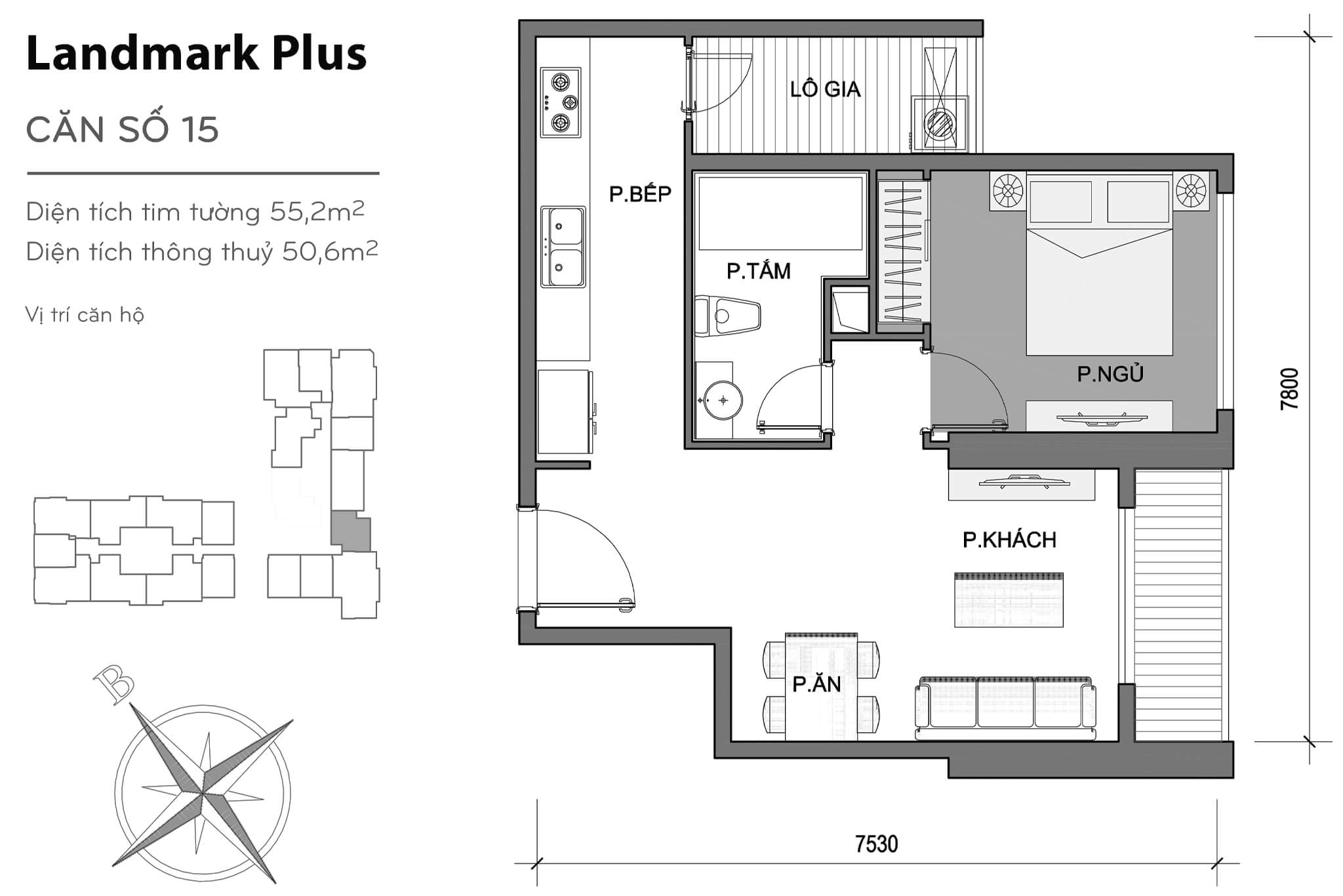 Layout LP-15 | Tòa Landmark Plus - Vinhomes Central Park