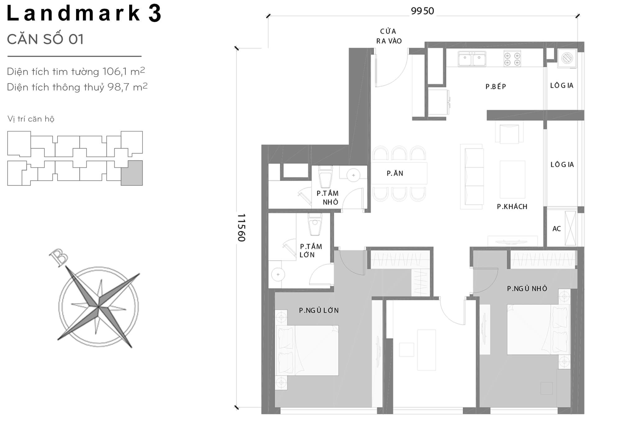 Layout L3-01 | Tòa Landmark 3 - Vinhomes Central Park