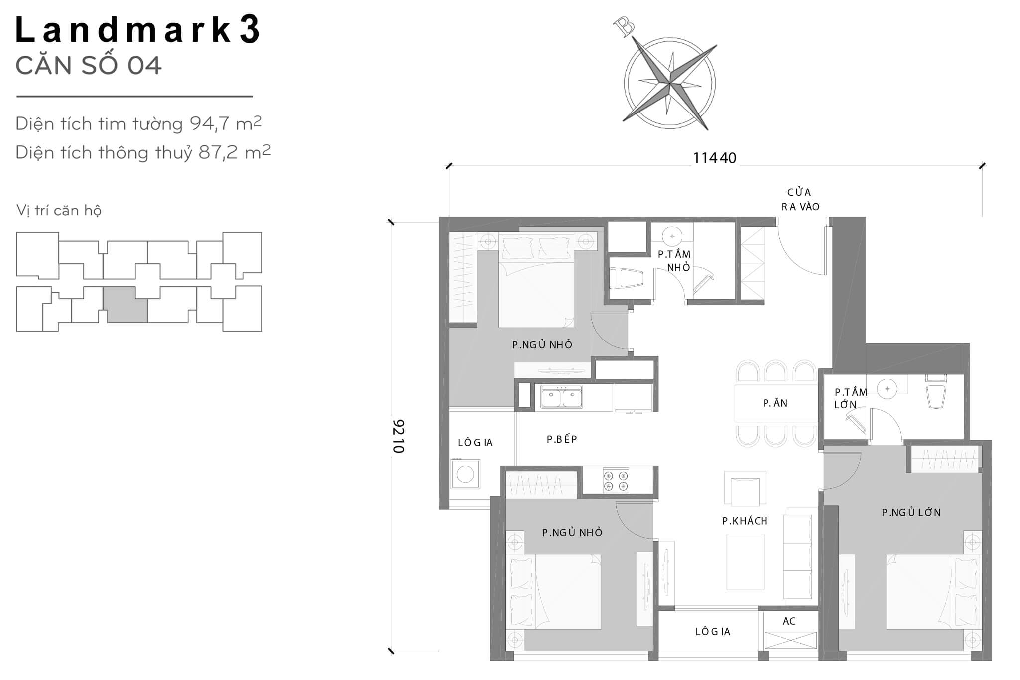 Layout L3-04 | Tòa Landmark 3 - Vinhomes Central Park