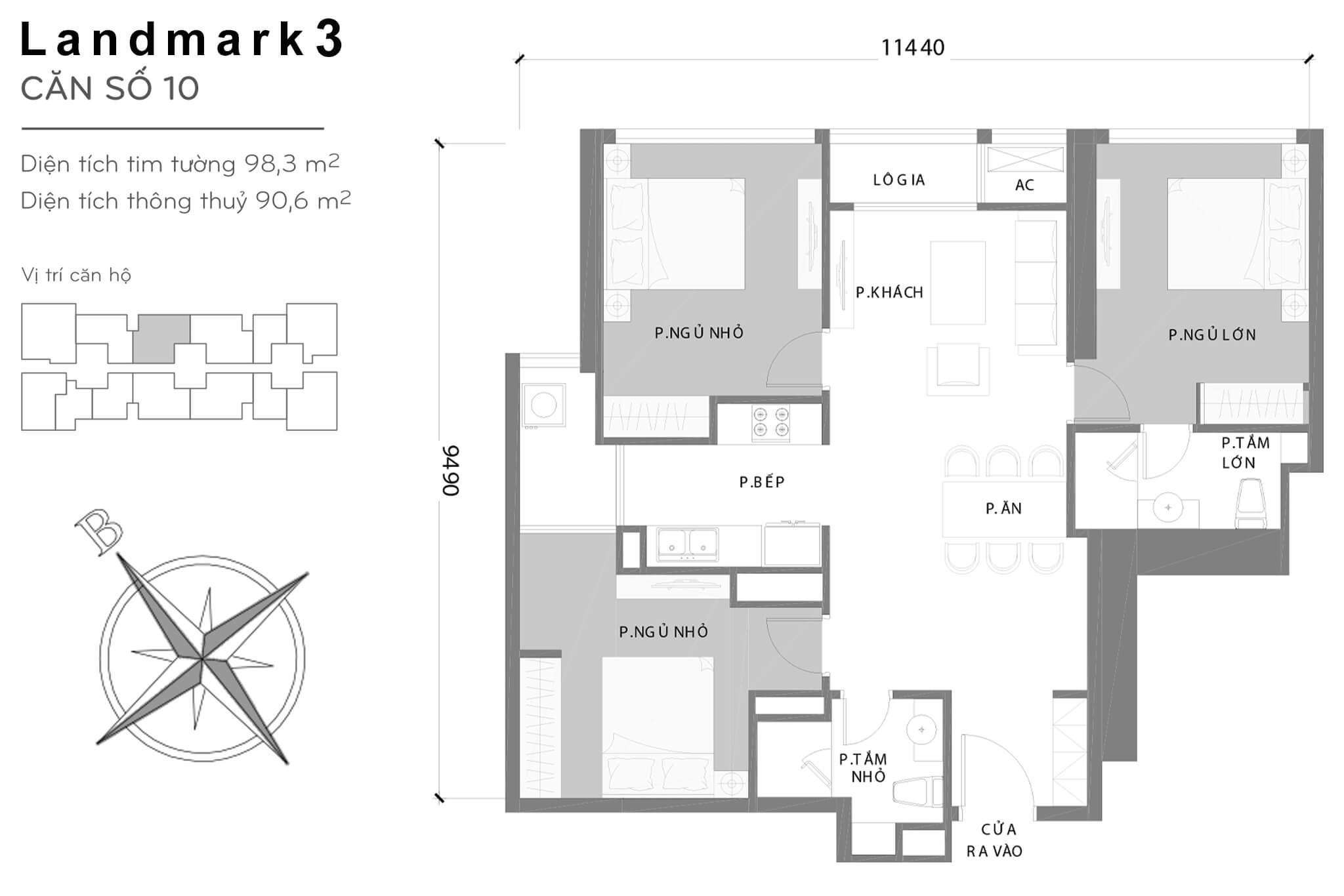 Layout L3-10 | Tòa Landmark 3 - Vinhomes Central Park