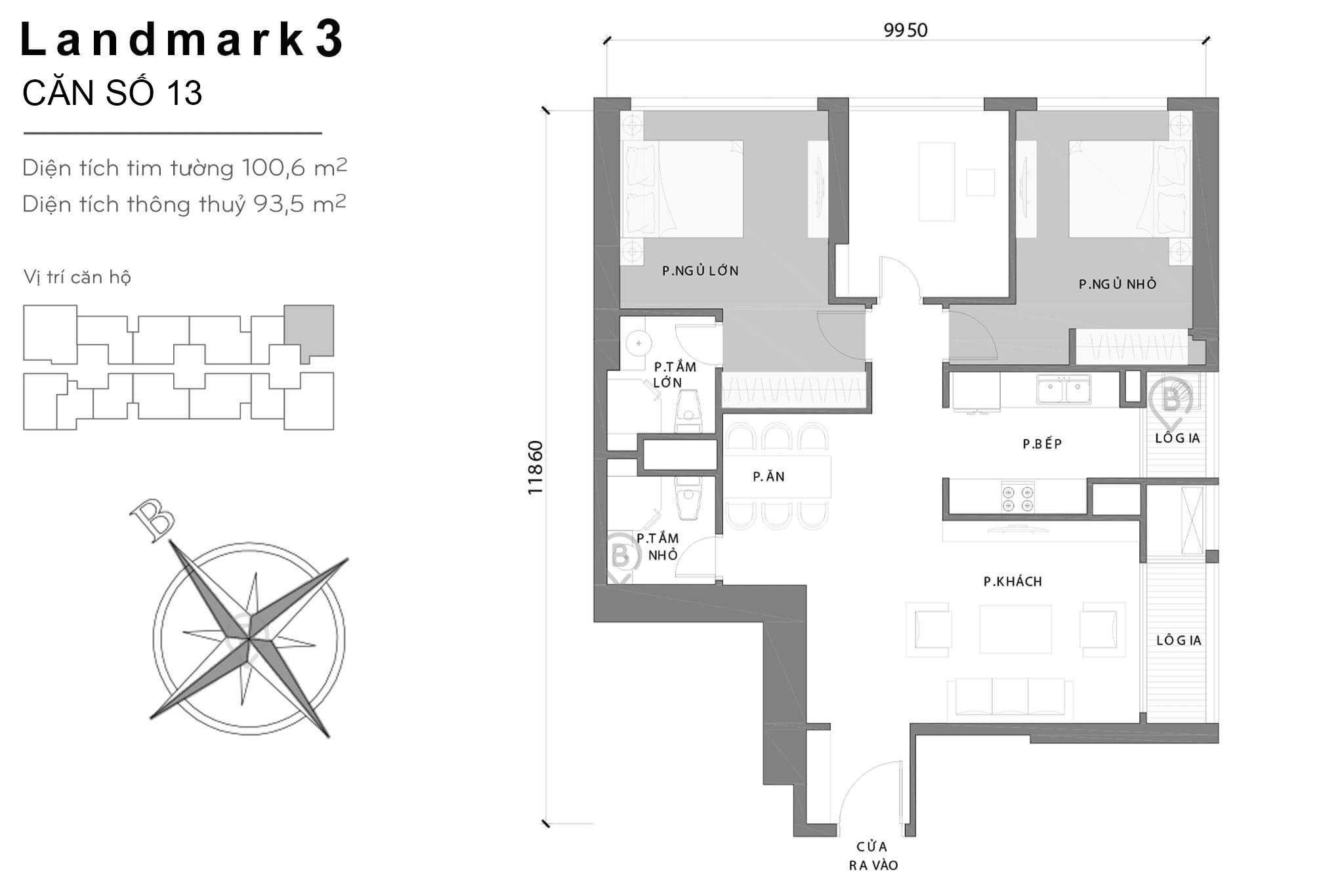 Layout L3-13 | Tòa Landmark 3 - Vinhomes Central Park