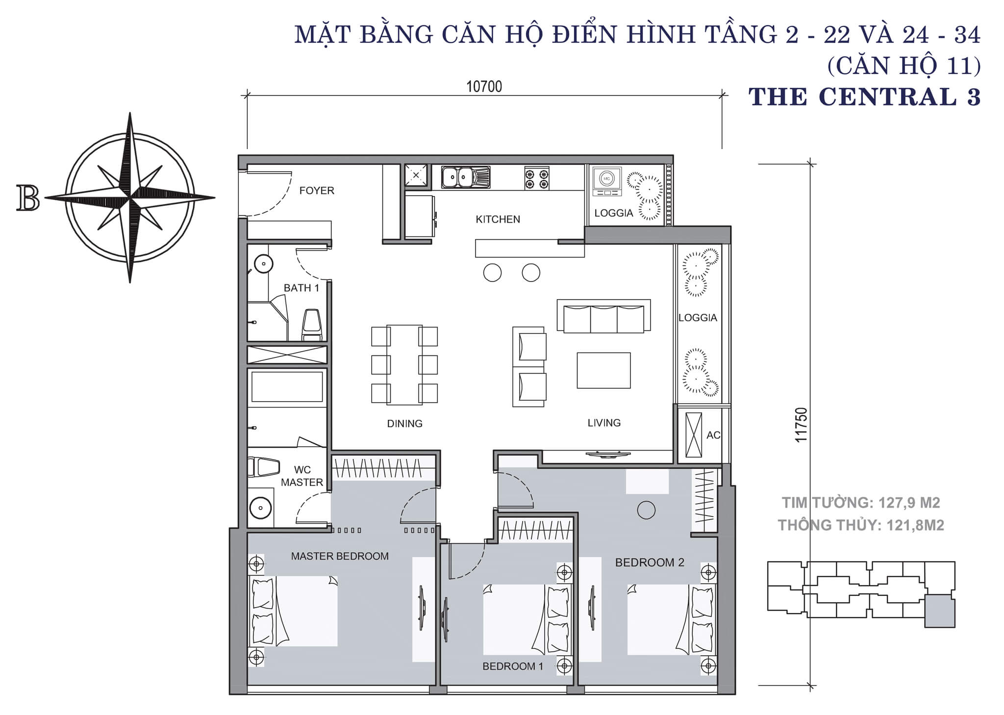 Layout C3-11 tầng 2-34 | Central 3 - Vinhomes Central Park