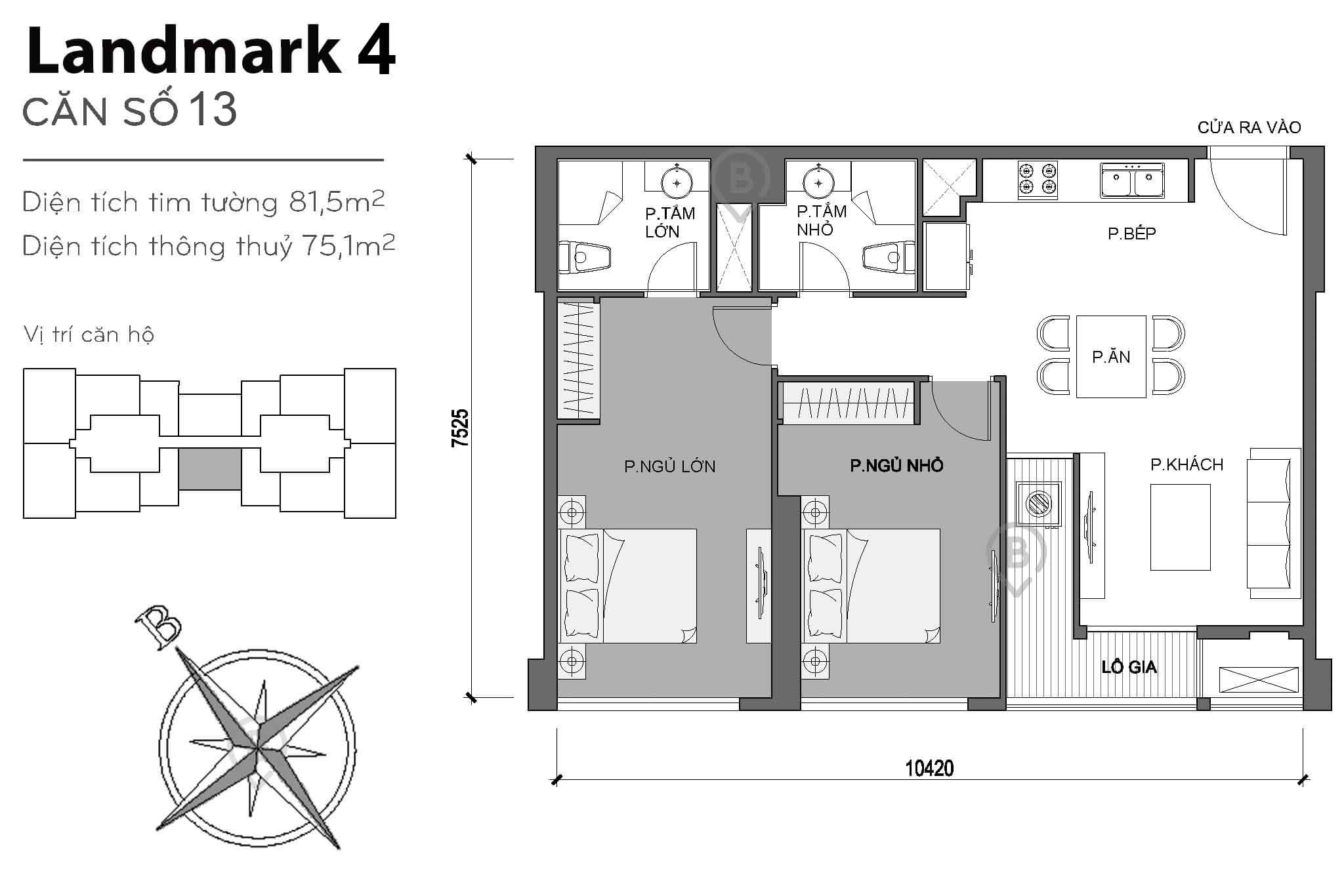 Layout L4-13 | Tòa Landmark 4 - Vinhomes Central Park