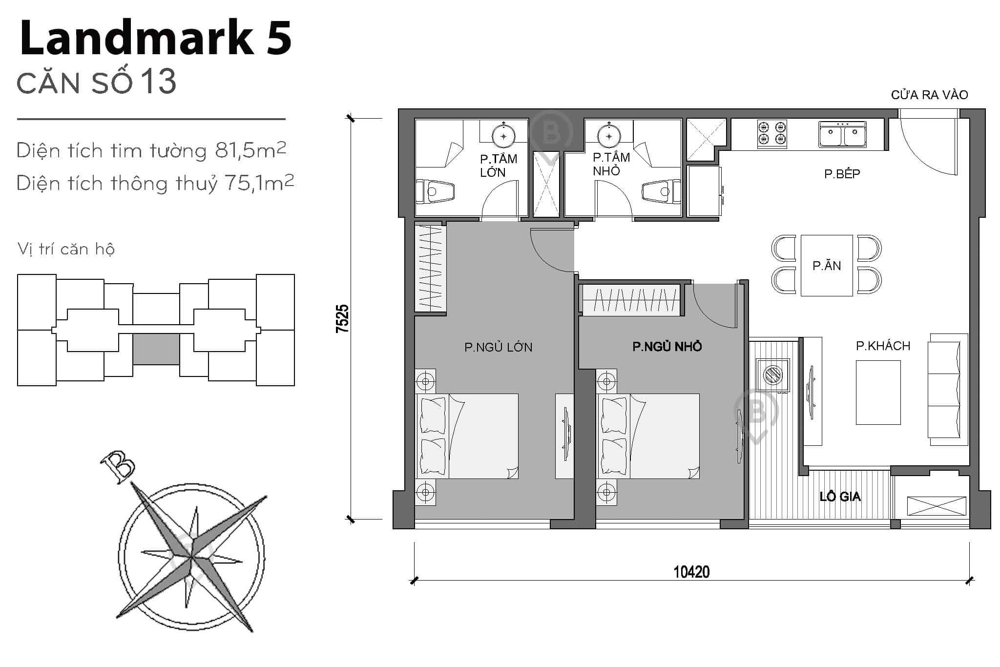 Layout L5-13 | Tòa Landmark 5 - Vinhomes Central Park