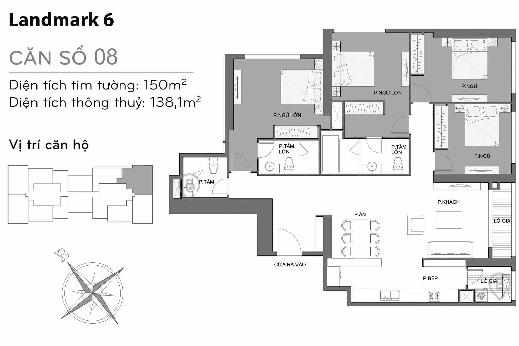 Layout L6-08 | Tòa Landmark 6 - Vinhomes Central Park