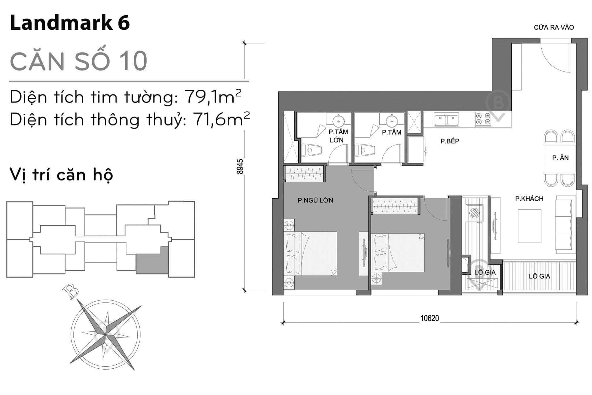 Layout L6-10 | Tòa Landmark 6 - Vinhomes Central Park