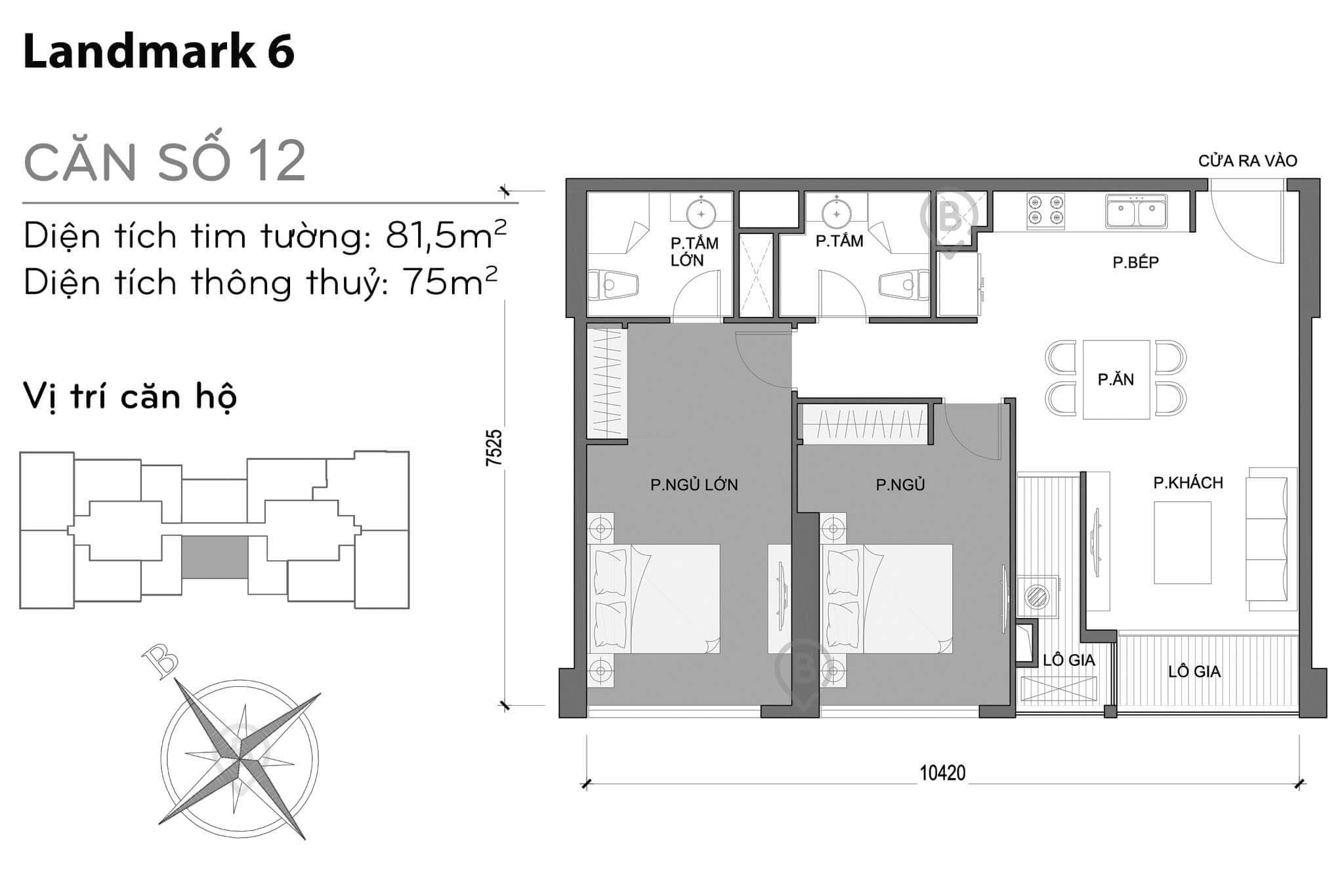 Layout L6-12 | Tòa Landmark 6 - Vinhomes Central Park