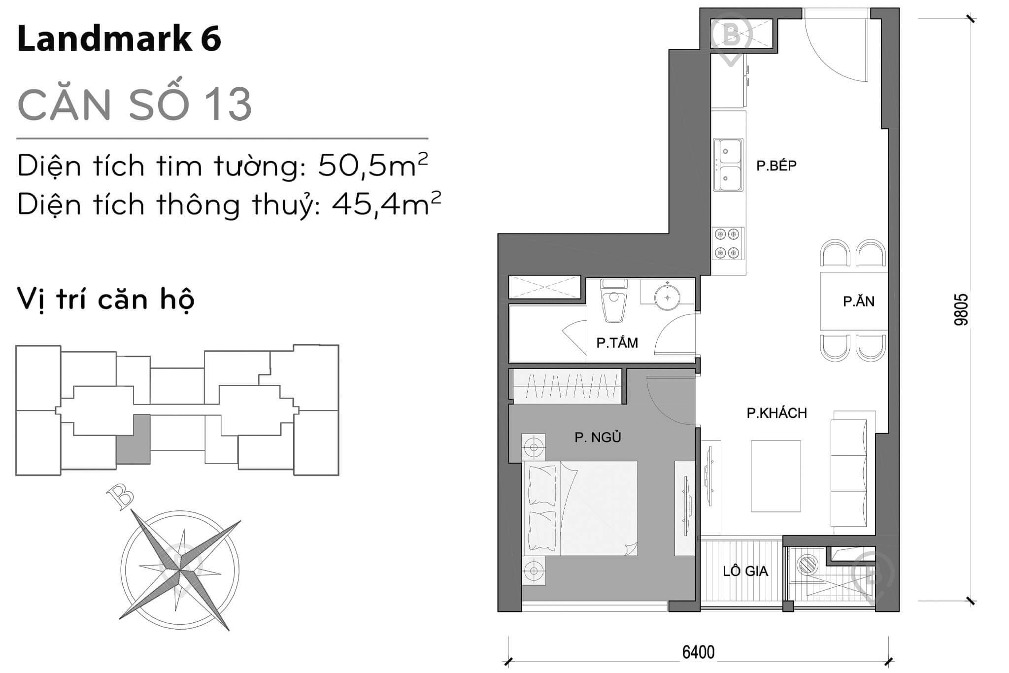 Layout L6-13 | Tòa Landmark 6 - Vinhomes Central Park