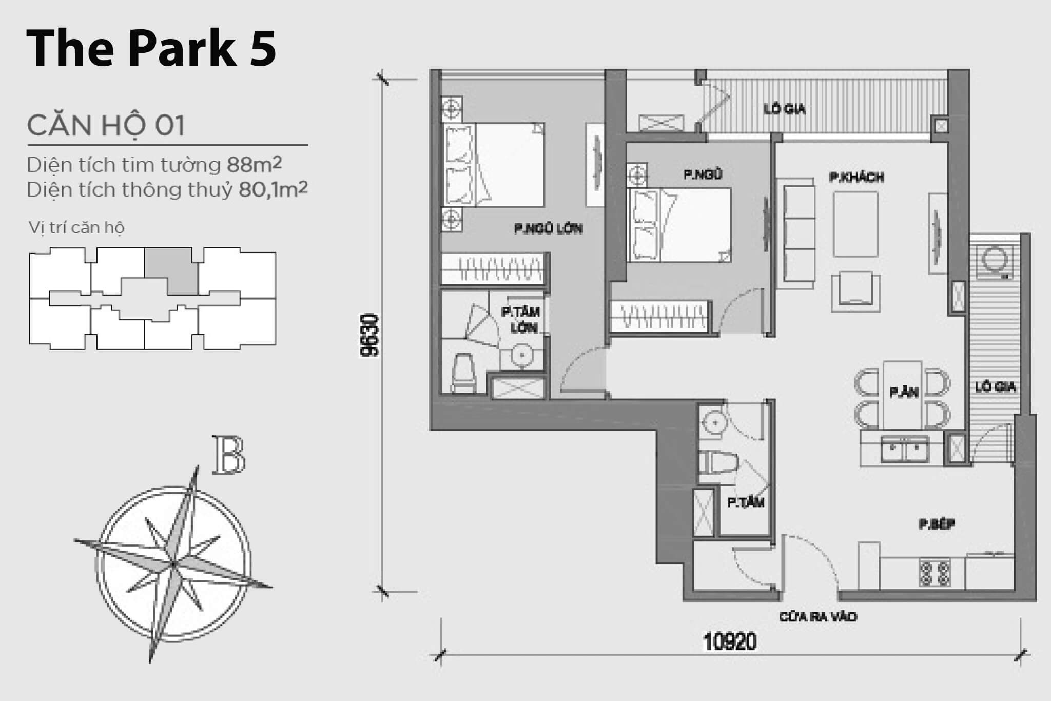 Layout P5-01 | Tòa Park 5 - Vinhomes Central Park