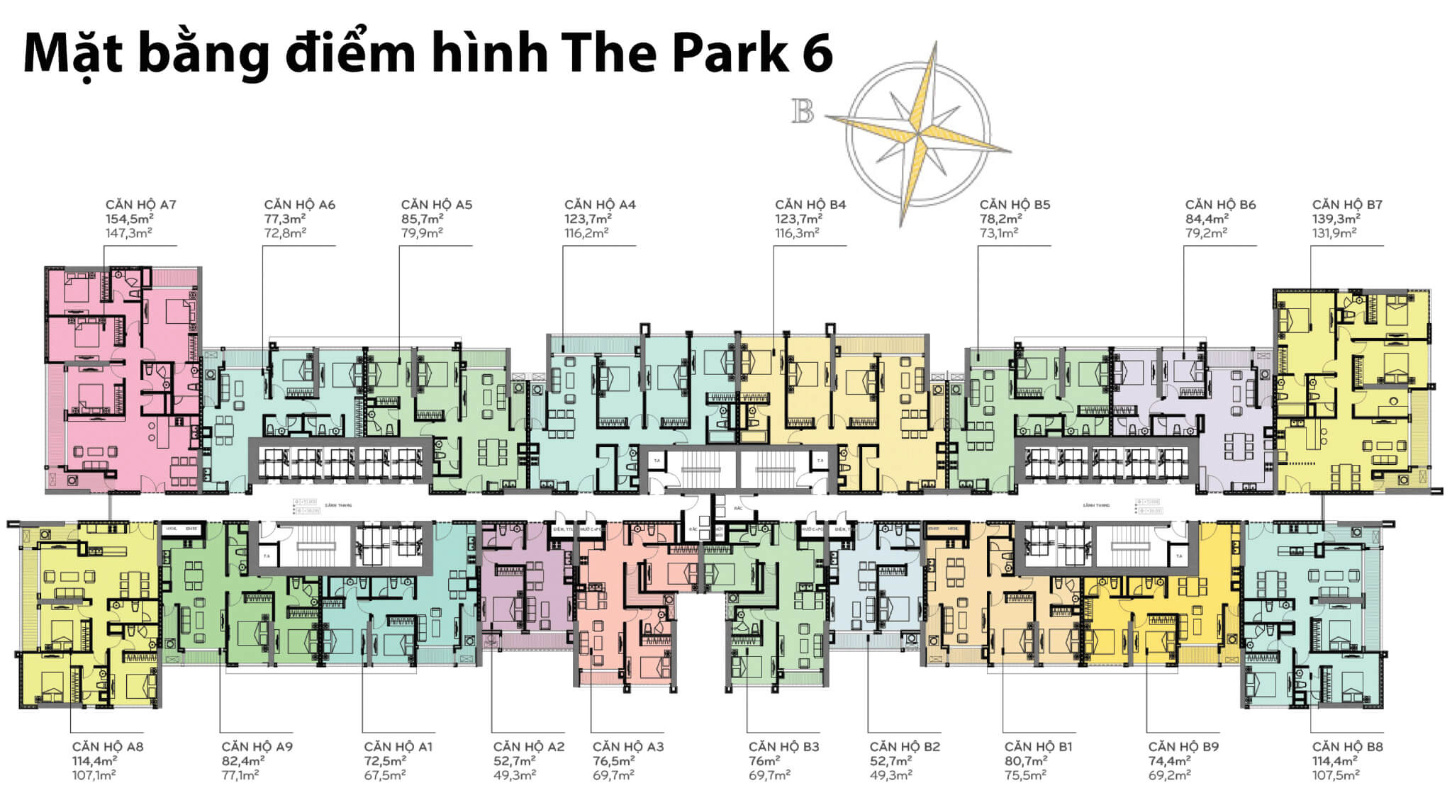 Mặt bằng layout tòa The Park 6 tại Vinhomes Central Park