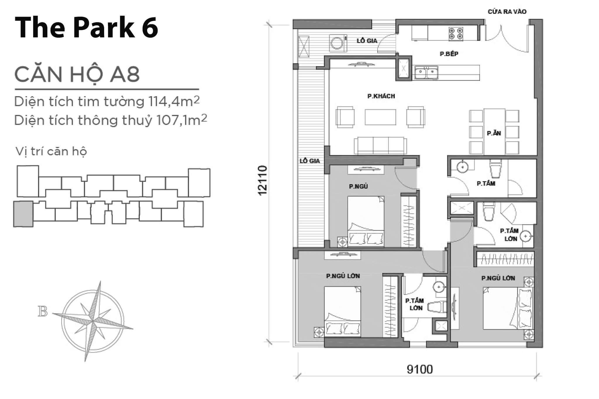 Layout P6A-08 | Tòa Park 6 - Vinhomes Central Park