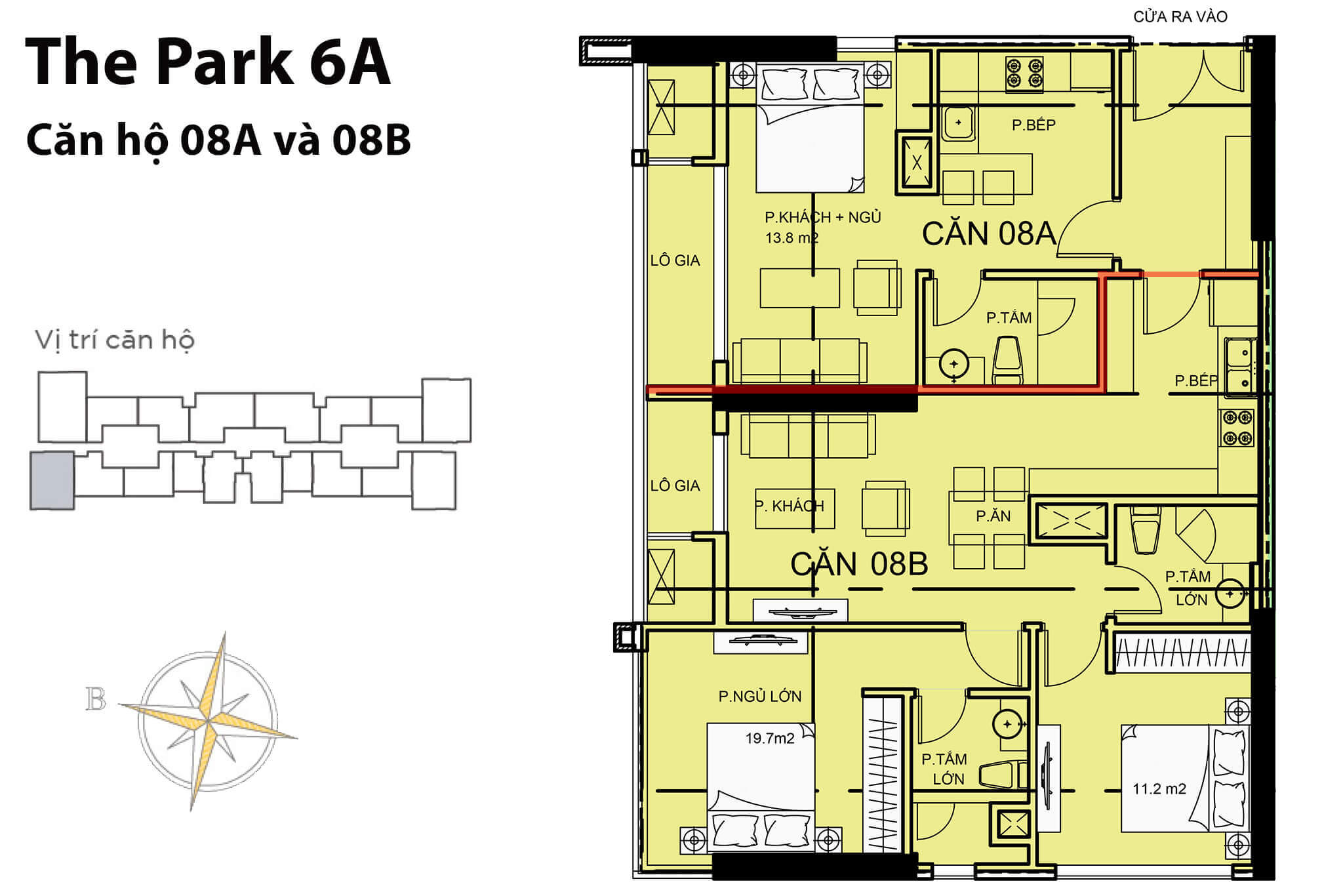 Layout P6A-08A và P6A-08B | Tòa Park 6 - Vinhomes Central Park