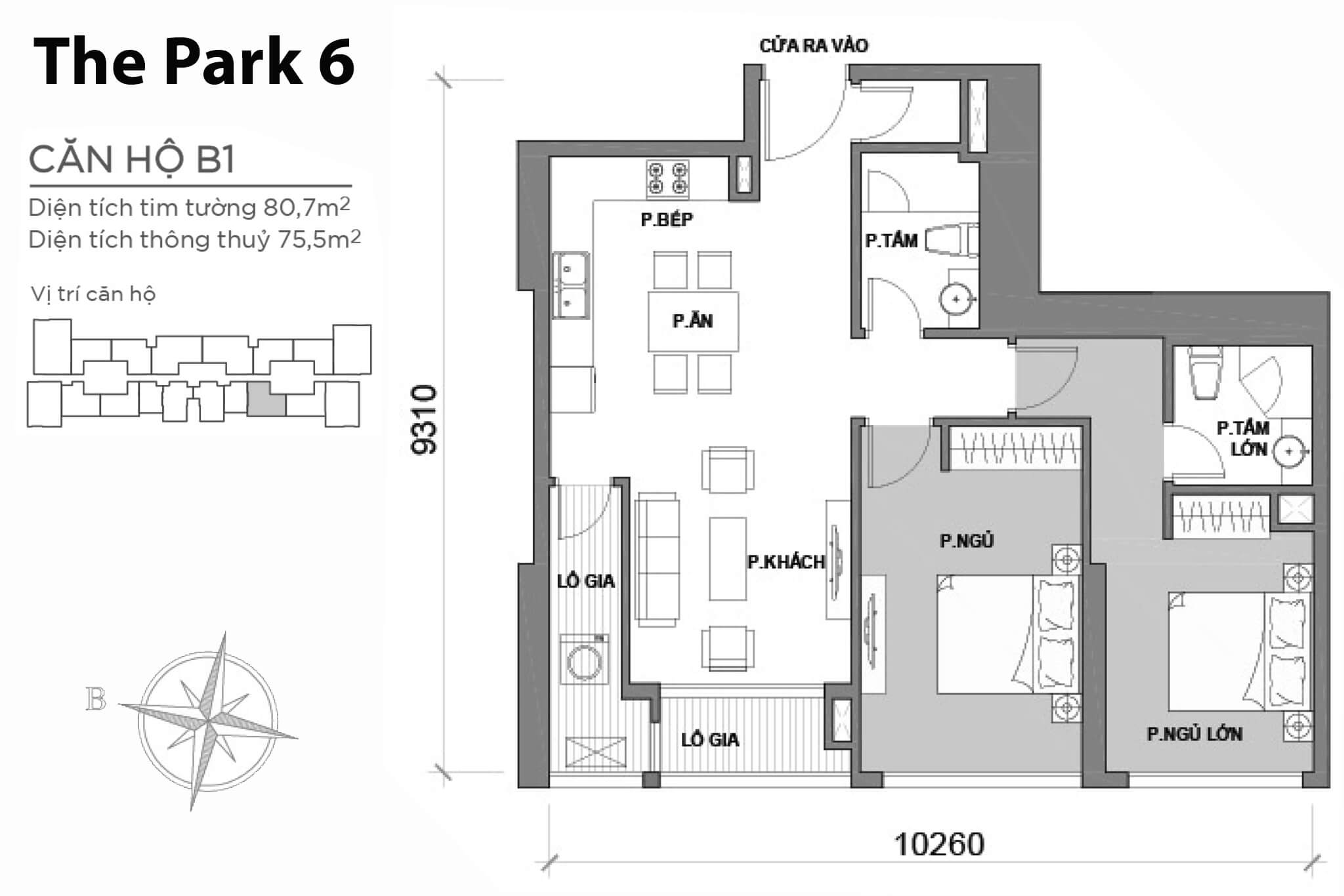 Layout P6B-01 | Tòa Park 6 - Vinhomes Central Park