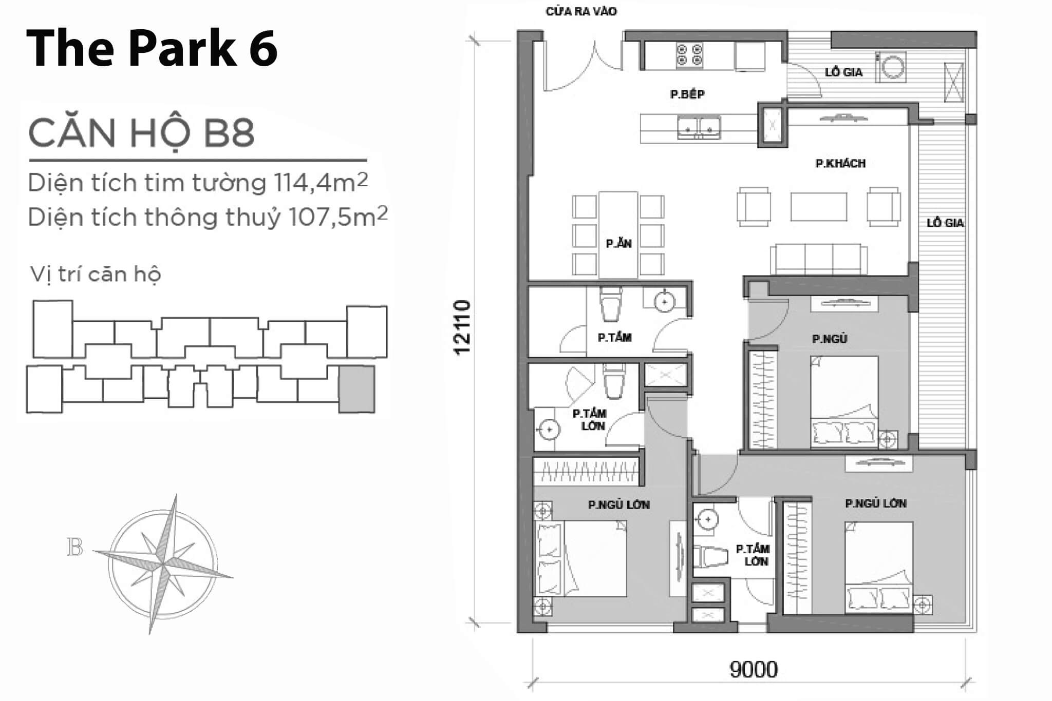 Layout P6B-08 | Tòa Park 6 - Vinhomes Central Park