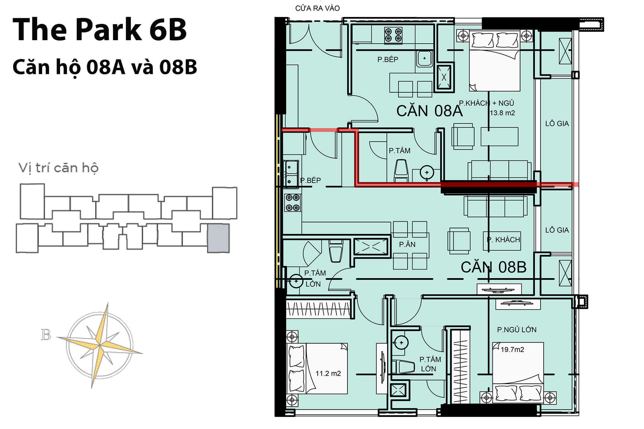 Layout P6B-08A và P6B-08B | Tòa Park 6 - Vinhomes Central Park