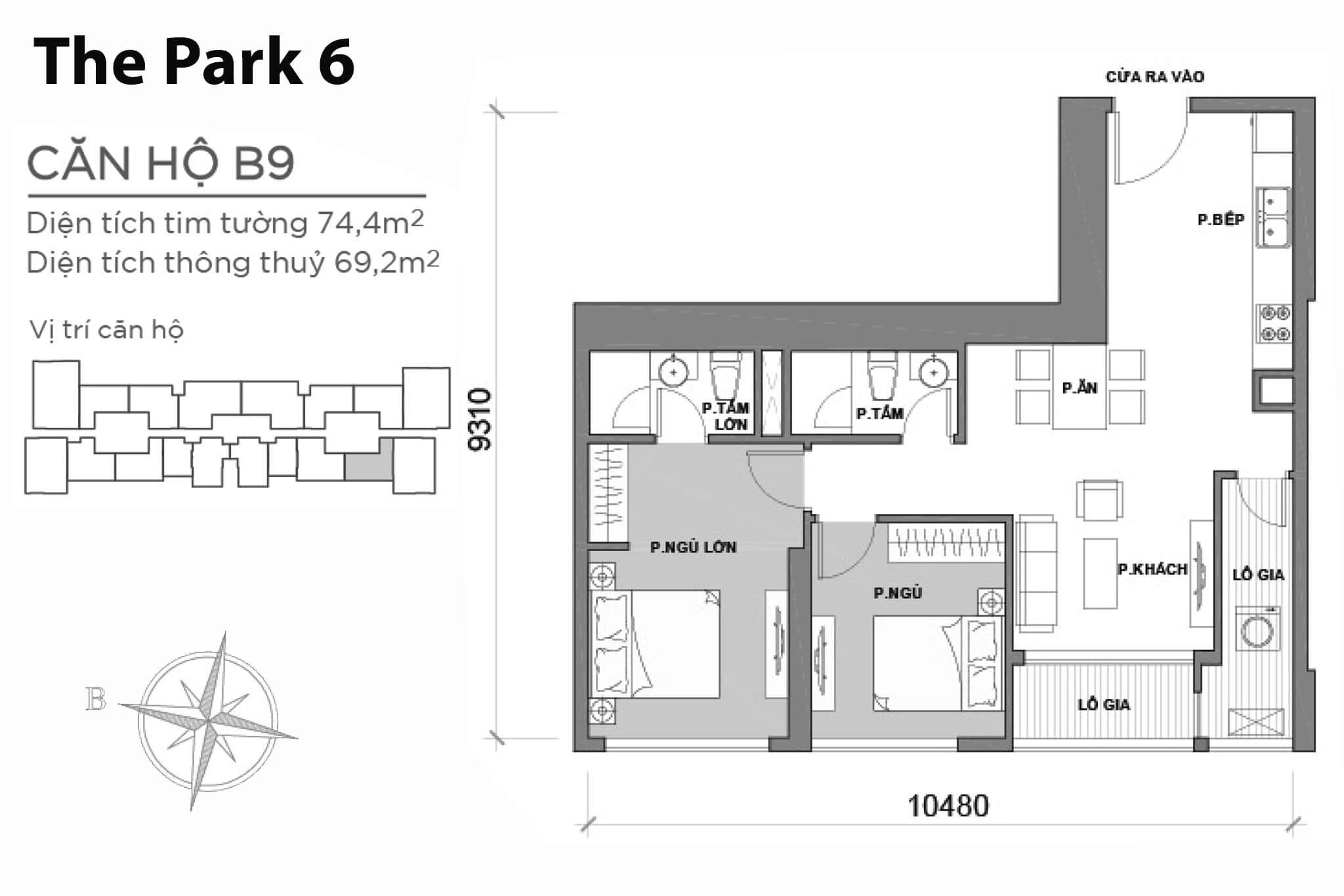 Layout P6B-09 | Tòa Park 6 - Vinhomes Central Park