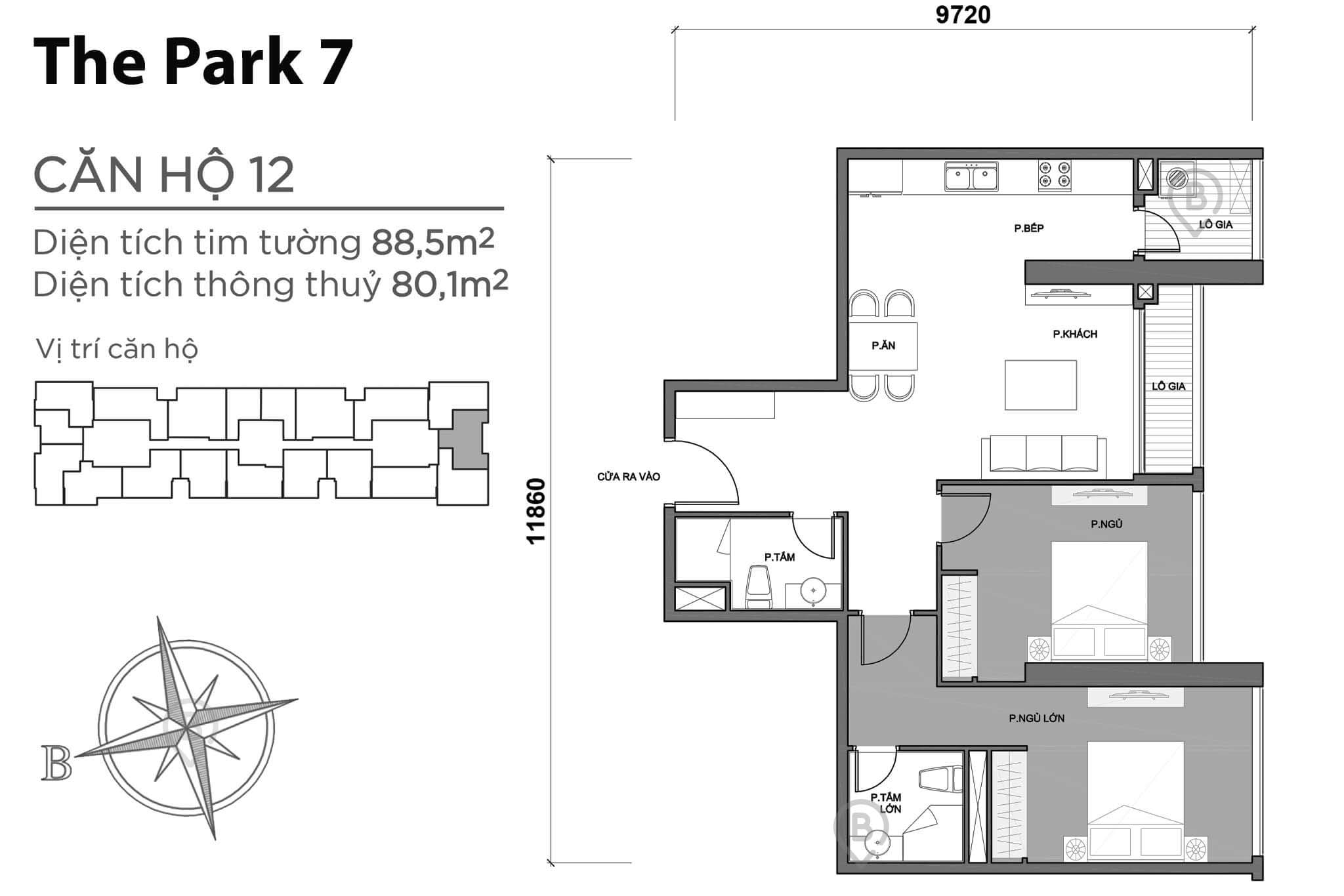 Layout P7-12 | Tòa Park 7 - Vinhomes Central Park