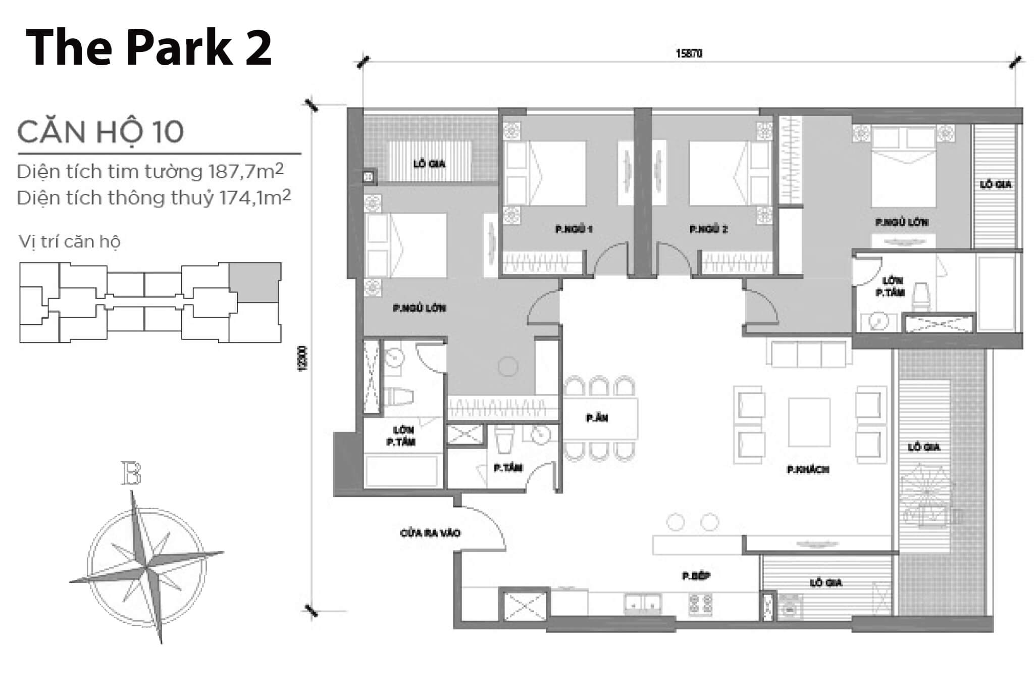 Layout căn hộ số 10 tòa The Park 2 - Mặt bằng Vinhomes Central Park