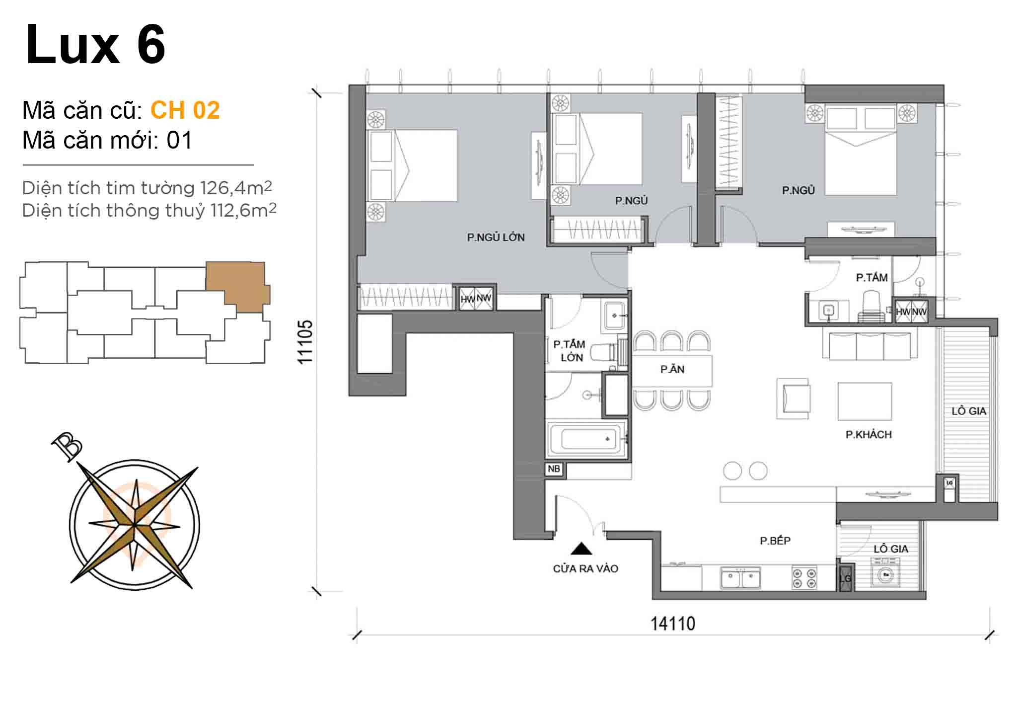 Layout CH 02 | Tòa Luxury 6 - Vinhomes Golden River