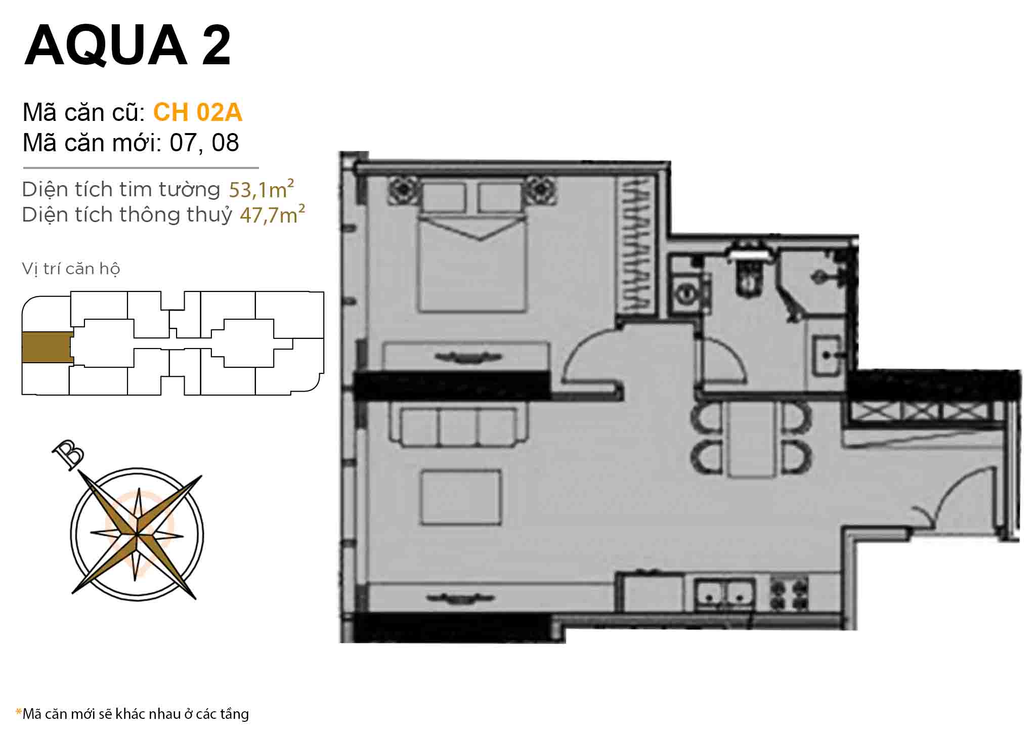 Layout CH 02A | Tòa Aqua 2 - Vinhomes Golden River