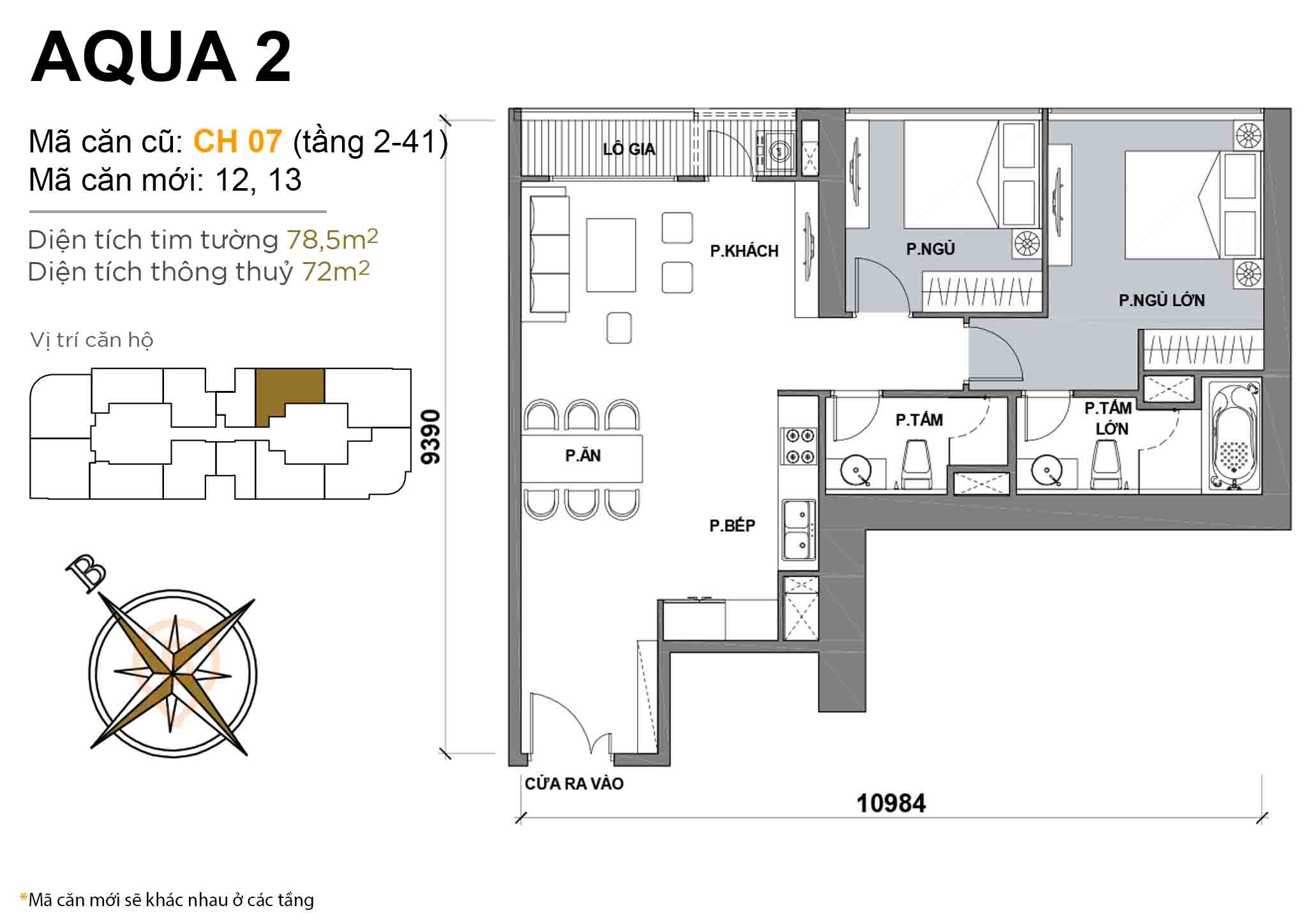 Layout CH 07 (Tầng 2-41) | Tòa Aqua 2 - Vinhomes Golden River