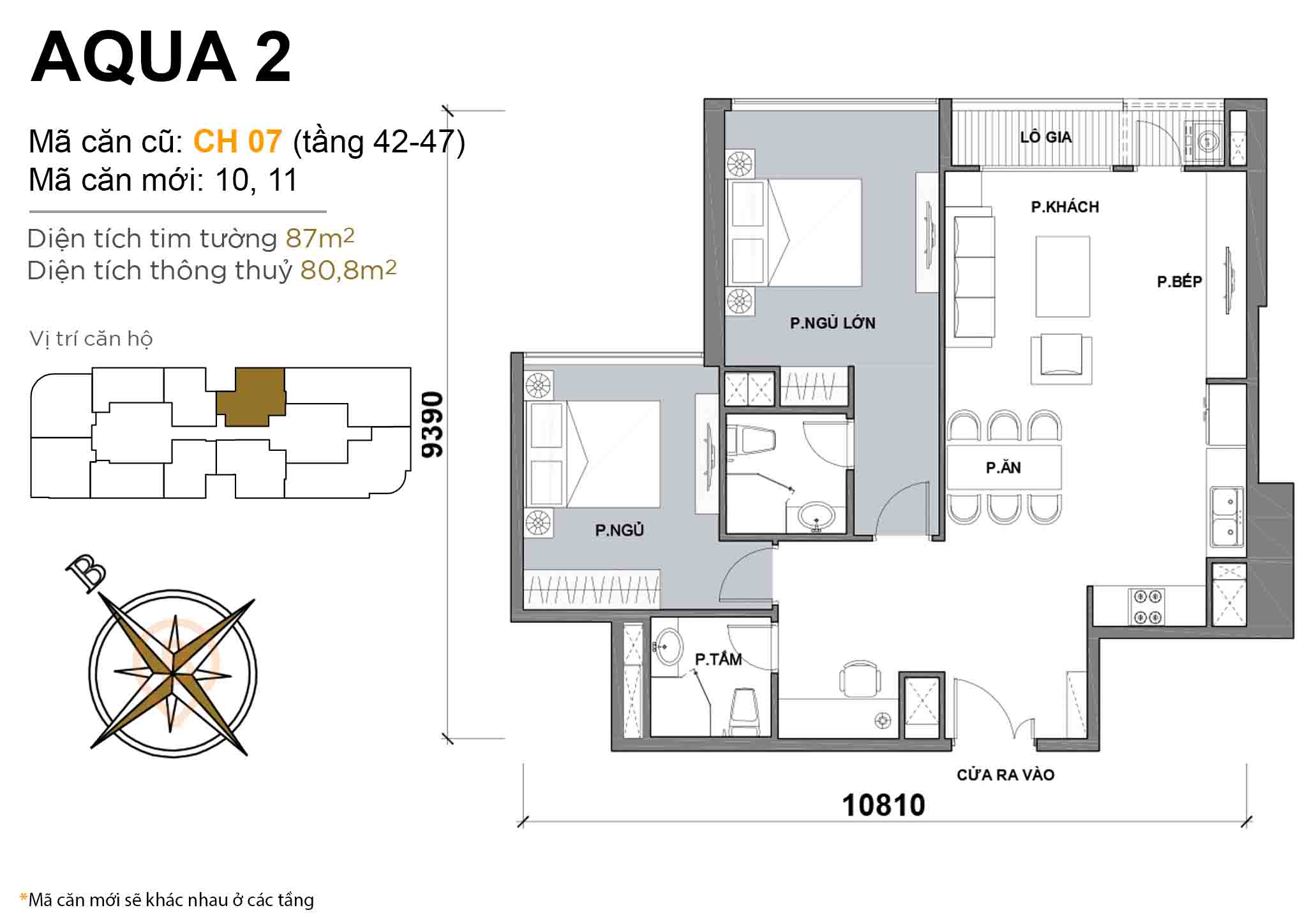 Layout CH 07 (Tầng 42-47) | Tòa Aqua 2 - Vinhomes Golden River