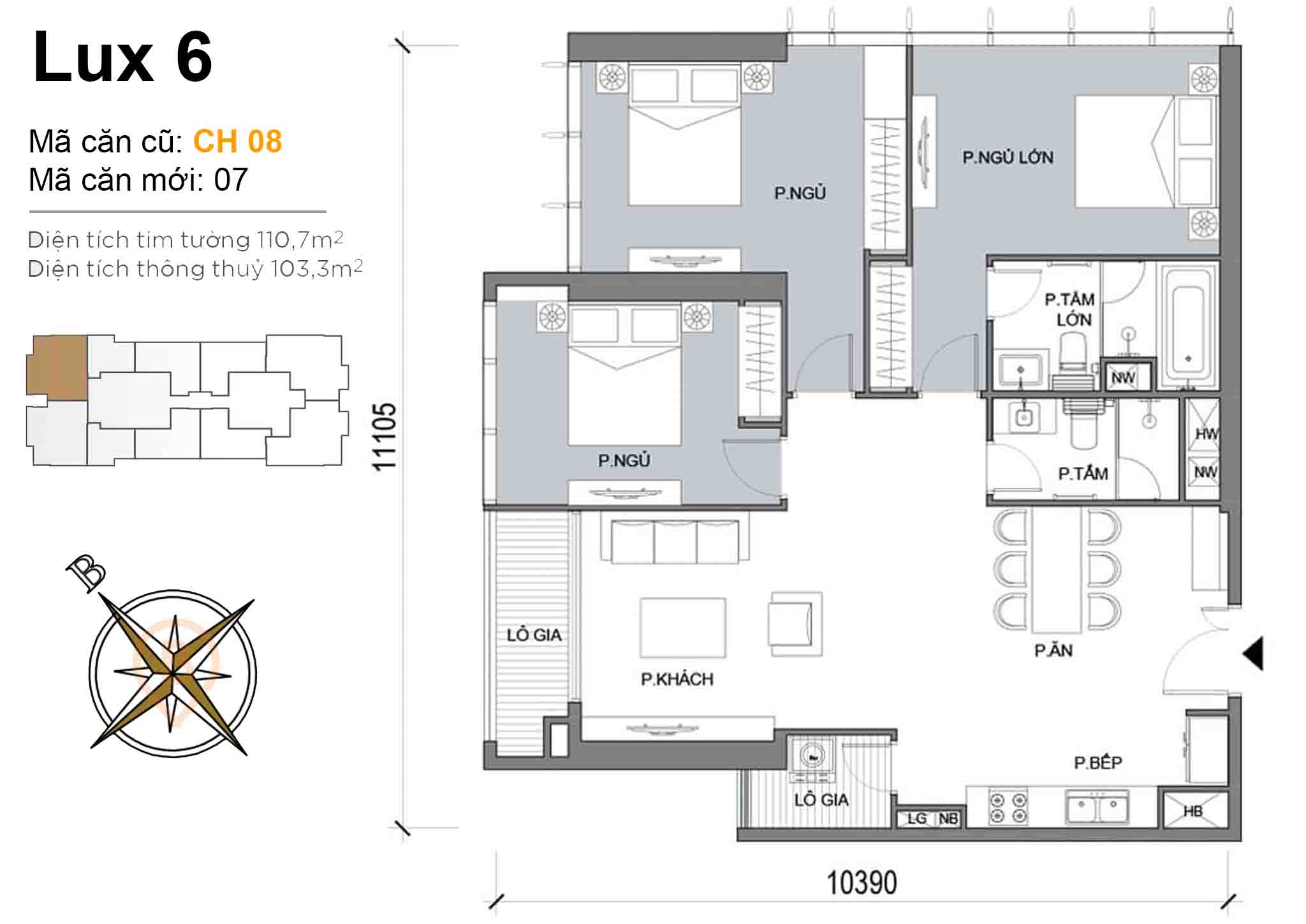 Layout CH 08 | Tòa Luxury 6 - Vinhomes Golden River