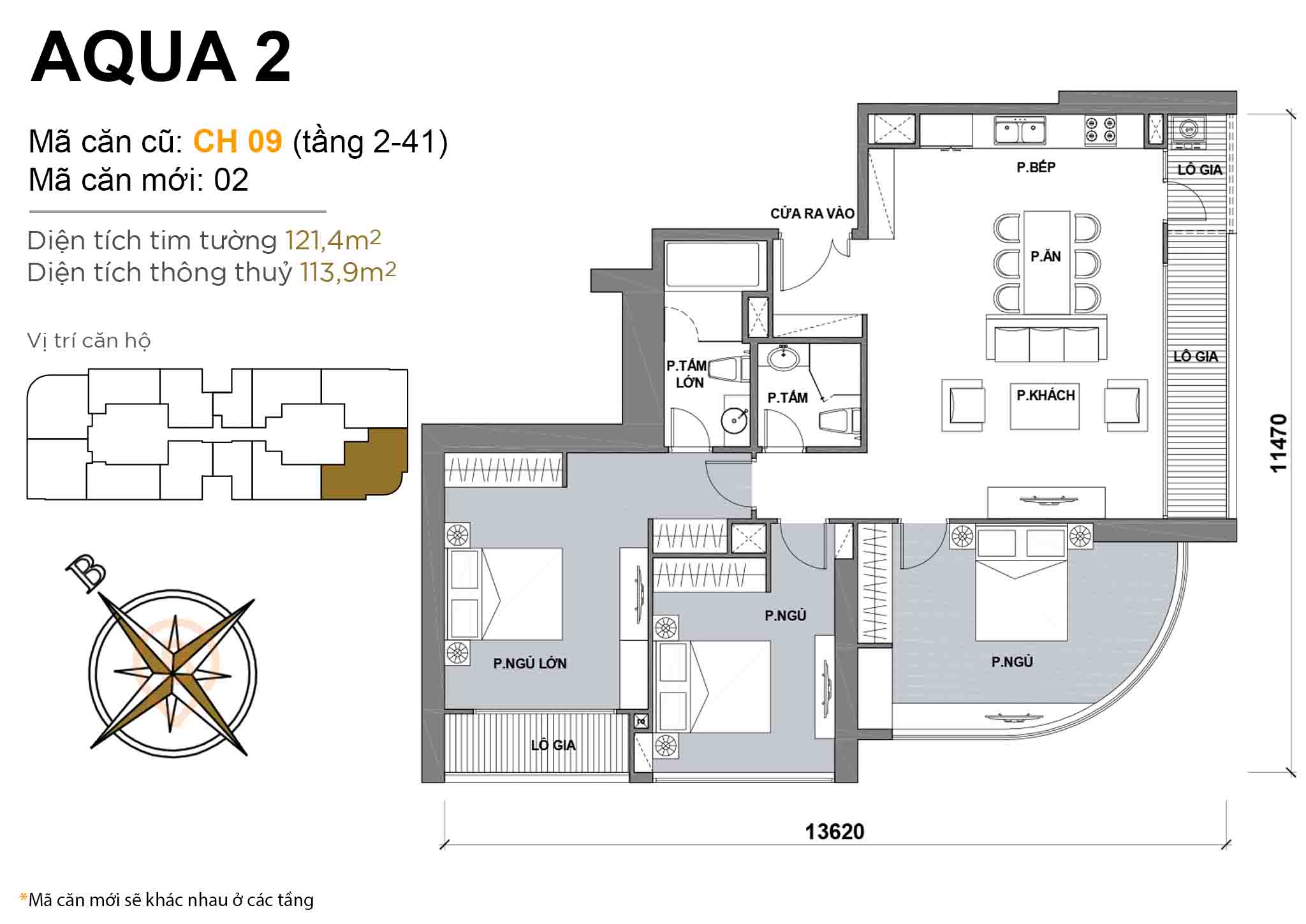 Layout CH 09 (Tầng 2-41) | Tòa Aqua 2 - Vinhomes Golden River