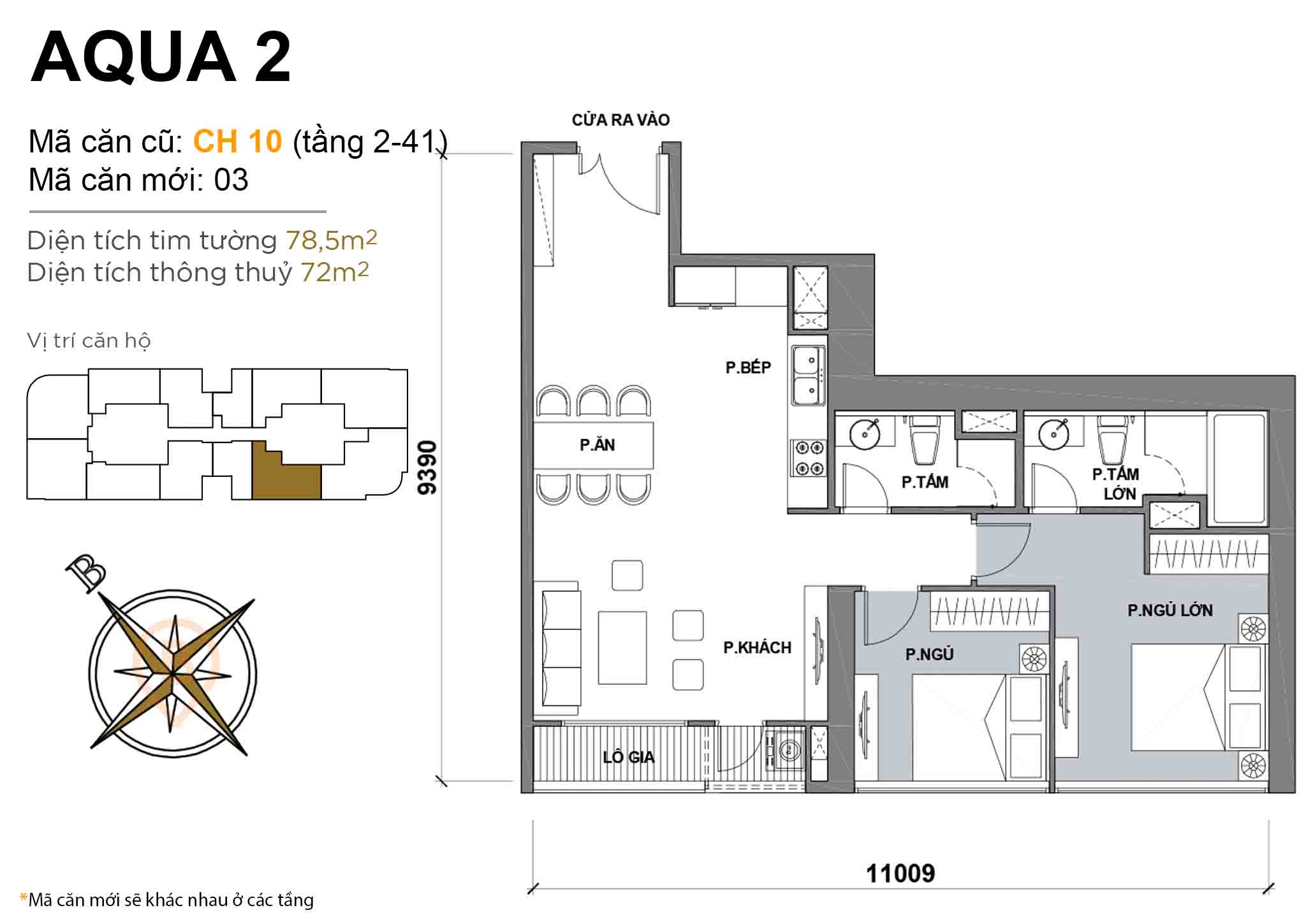 Layout CH 10 (Tầng 2-41) | Tòa Aqua 2 - Vinhomes Golden River