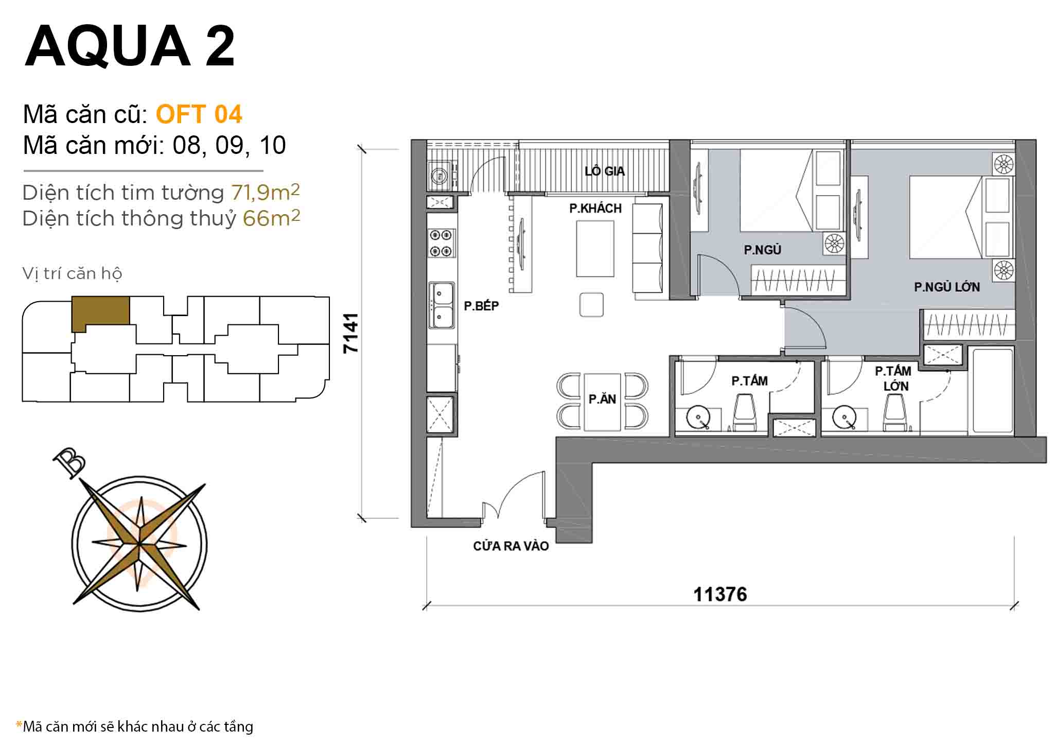 Layout OFT 04 | Tòa Aqua 2 - Vinhomes Golden River