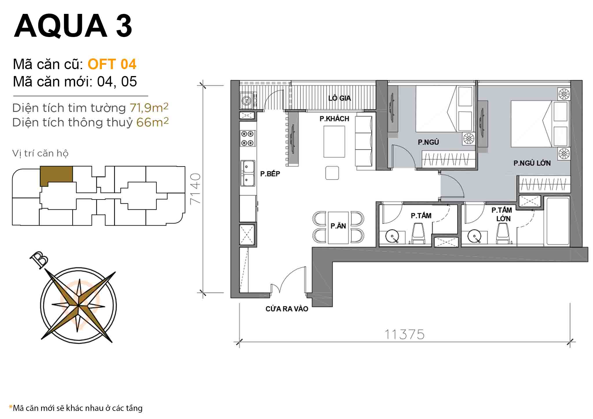 Layout OFT 04 | Tòa Aqua 3 - Vinhomes Golden River