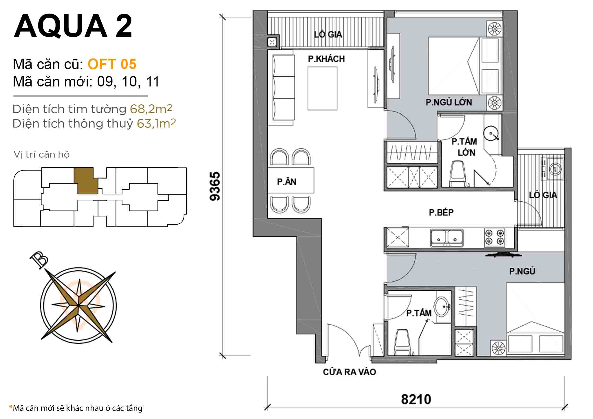 Layout OFT 05 | Tòa Aqua 2 - Vinhomes Golden River