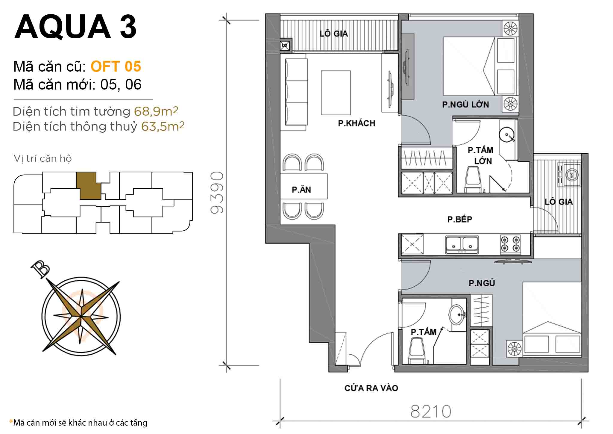 Layout OFT 05 | Tòa Aqua 3 - Vinhomes Golden River