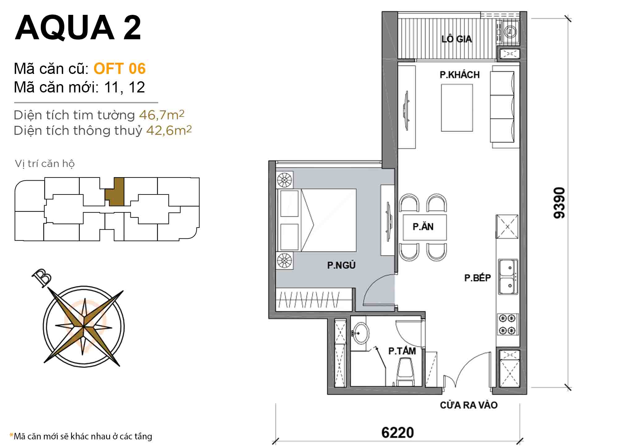 Layout OFT 06 | Tòa Aqua 2 - Vinhomes Golden River