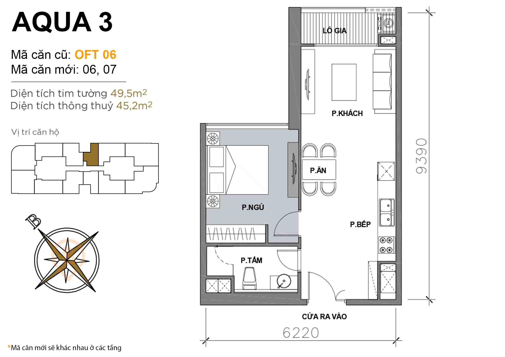 Layout OFT 06 | Tòa Aqua 3 - Vinhomes Golden River