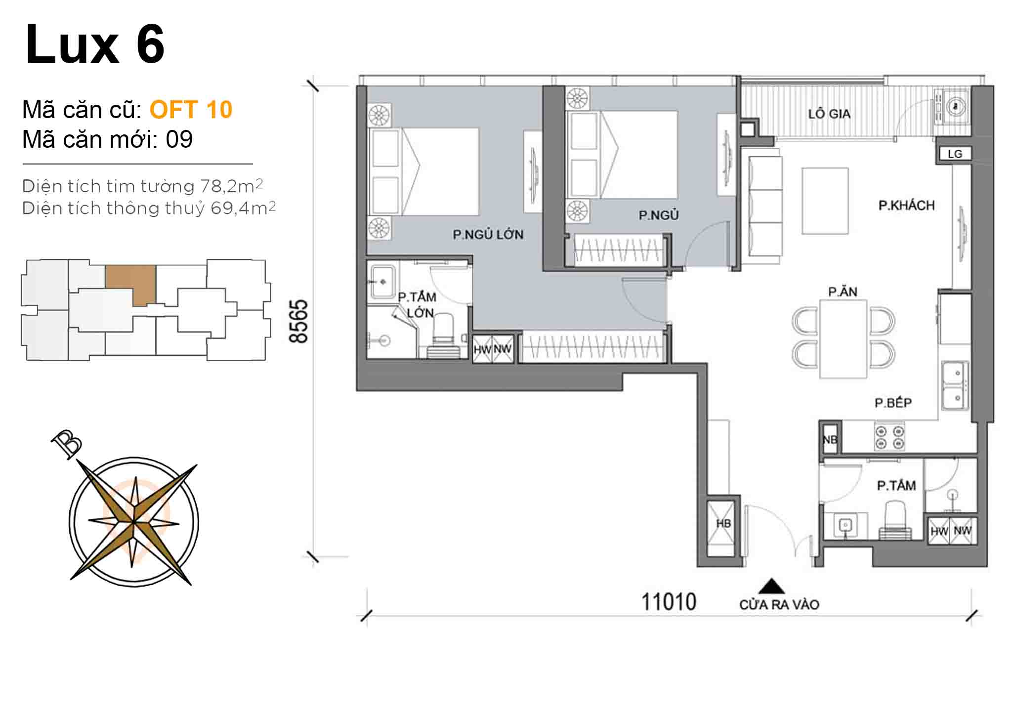 Layout OFT 10 | Tòa Luxury 6 - Vinhomes Golden River